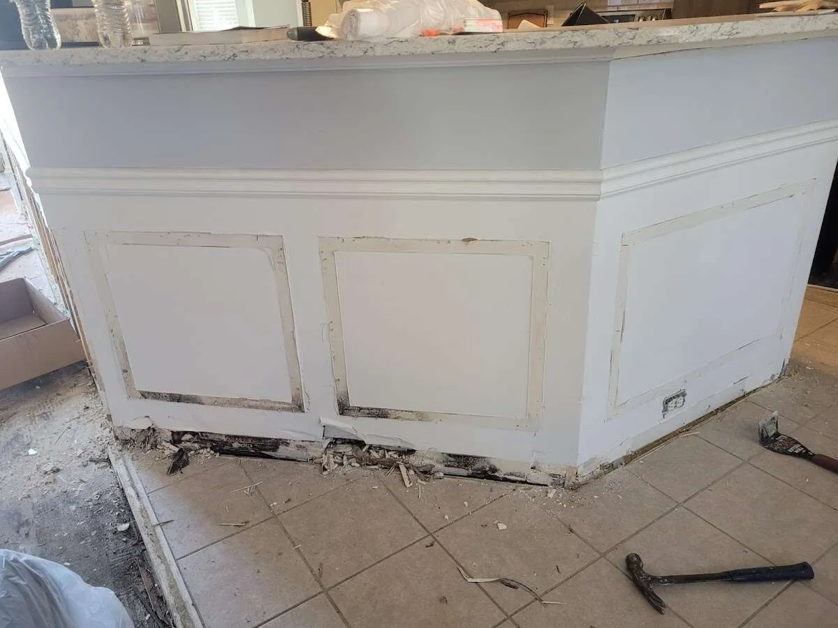 Water damage and mold on kitchen during Storm Damage Restoration in Ithaca